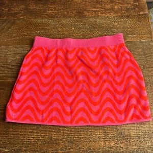 H & M divided sweater mini skirt sz Small orange pink EUC